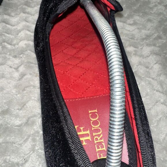 Handmade FERUCCI Men Plain Black Velvet Slippers loafers Mens Size 13 Slip On main image 7